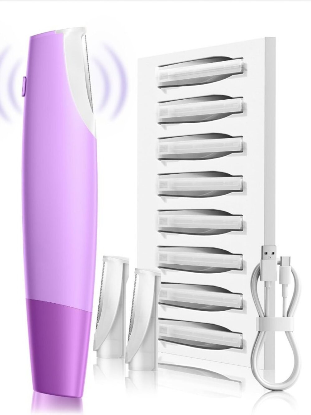 Professional Dermaplaning Tool for Women - Facial Razor Set with 8 Blades